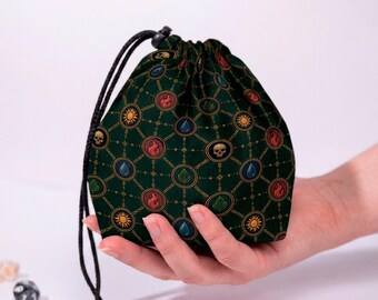 Mtg accessory bag for commander player, mana symbol pouch with pockets for birthday gift