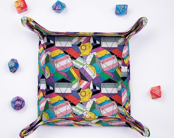 Bandeja para dados arcoíris, regalo para jugadores de juegos de rol de mesa, bandeja plegable hecha a mano