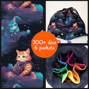 Galaxy dice bag cat Custom dice bag Dnd gifts Dnd travel bag