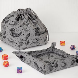 Dnd gifts Nerdy gifts for men Dnd dice bag Owl dice tray