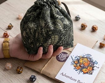Dragon dice bag, gift for your tabletop player, handmade dice pouch