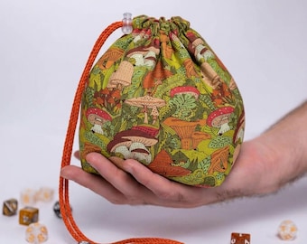 Mushroom dice bag with 6 pockets, large dice bag, dnd player gift