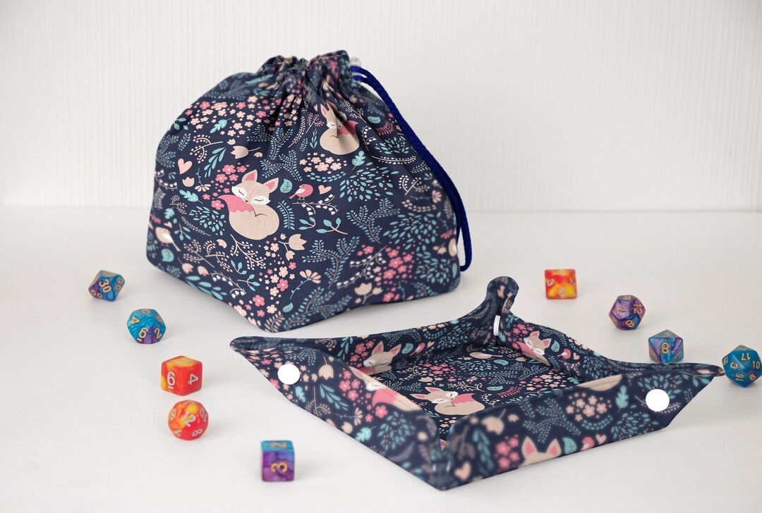RPG Gifts Dnd Dice Tray Large Dice Bag Pockets Fox Etsy