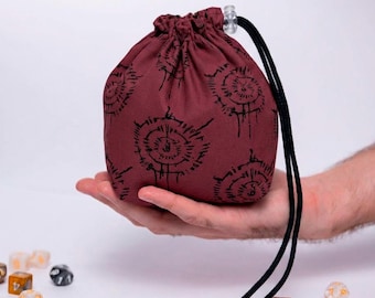 Occult symbols dice bag with 6 pockets, dice set organizer, dnd gifts