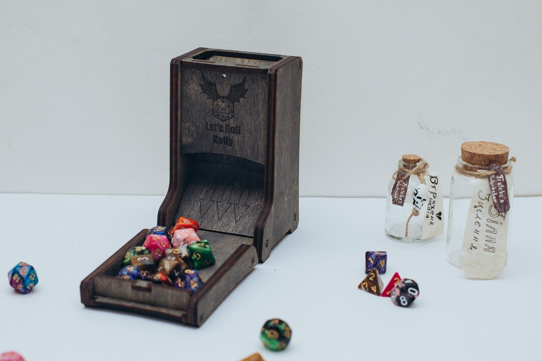 Custom Dice Tower Dnd Dice Tower Wood Dnd Gift Etsy