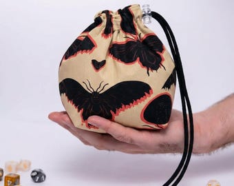 Mothman dice bag with 6 pockets, dnd storage, dice bag handmade