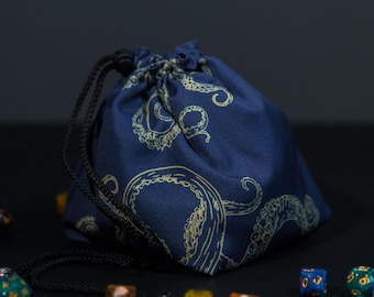 Octopus dice bag, Cthulhu dice bag pockets, D&D nerdy gifts