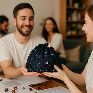 Galaxy Dice Bag, RPG Dice Bag, DnD Dice Bag, Star Constellation Dice Pouch, Black Dice Bag for Tabletop Games, Board Game Gift
