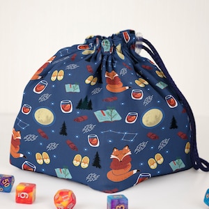 Fox dice bag Dnd dice bag of holding Large dice bag pockets
