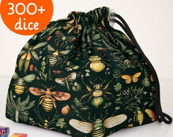 Insects Dice Bag: Druid RPG D&D Dice Pouch with Pockets