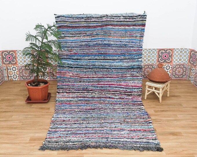 Moroccan Boucherouite Rug, Tribale Rug, Double Sided Rug, Upcycled Rug