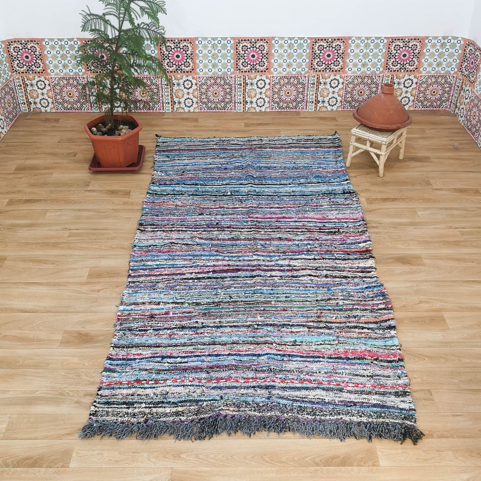 Moroccan Boucherouite Rug Tribale Rug Double Sided Rug Etsy
