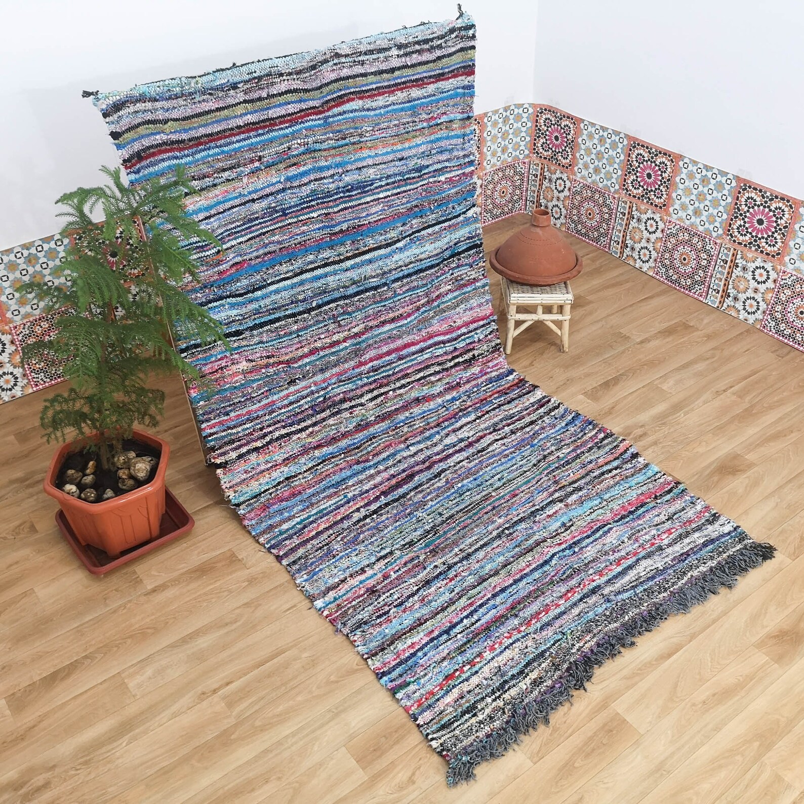 Moroccan Boucherouite Rug Tribale Rug Double Sided Rug Etsy