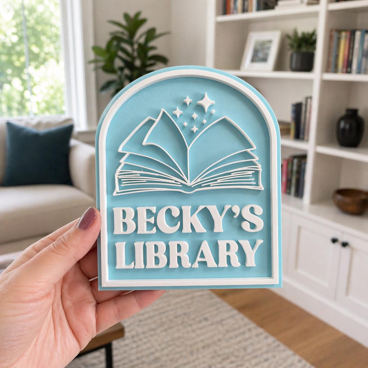 Custom Library Sign, Customizable Name Book Decor - Etsy