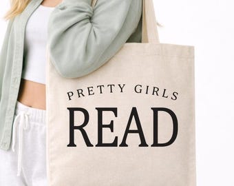 Pretty Girls Read Book Lover Cotton Canvas Tote Bag
