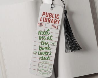 Library Book Lovers Club Aluminum Bookmark, Gift for Reader