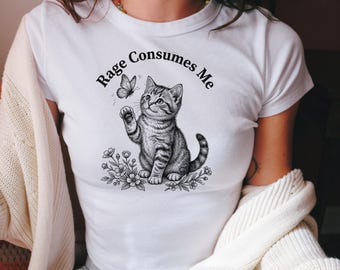 Rage Consumes Me Tee: Funny Sarcastic 90s Style Crop Shirt