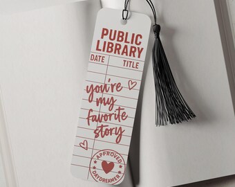 Library Favorite Story Aluminum Metal Bookmark, Bookmark gift for Book Lover