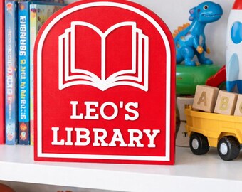 Book Custom Library Sign, Customizable Name Book Decor