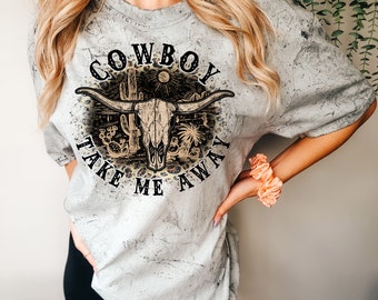 Cowboy Take Me Away Tee: Western Graphic, Color Blast Cotton