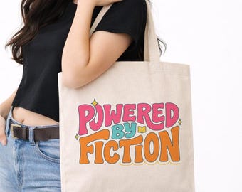Powered By Fiction Book Lover Cotton Canvas Tote Bag