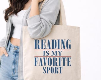 Reading Is My Favorite Sport Book Lover Cotton Canvas Tote Bag