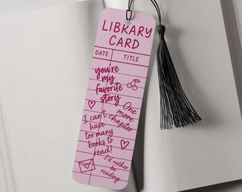 Library Doodles Aluminum Metal Bookmark, Bookmark gift for Book Lover
