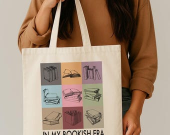 Vintage Style Bookish Era Book Lover Cotton Canvas Tote Bag