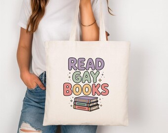 Read Gay Books Canvas Tote Bag - Book Lover Library Bag