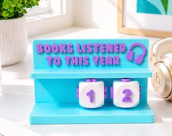 Audiobook Counter Library Sign, Customizable Books Listened To Bookshelf Decor