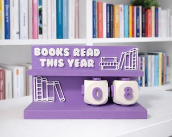Book Counter Library Sign, Customizable Books Read Bookshelf Decor