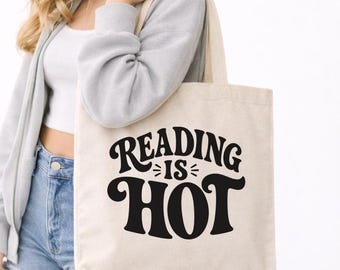 Reading Is Hot Book Lover Cotton Canvas Tote Bag