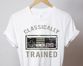 Classically Trained Graphic Tee, Fun Retro Funny Gaming Gamer Shirt, Video Gaming Trendy Graphic Tee