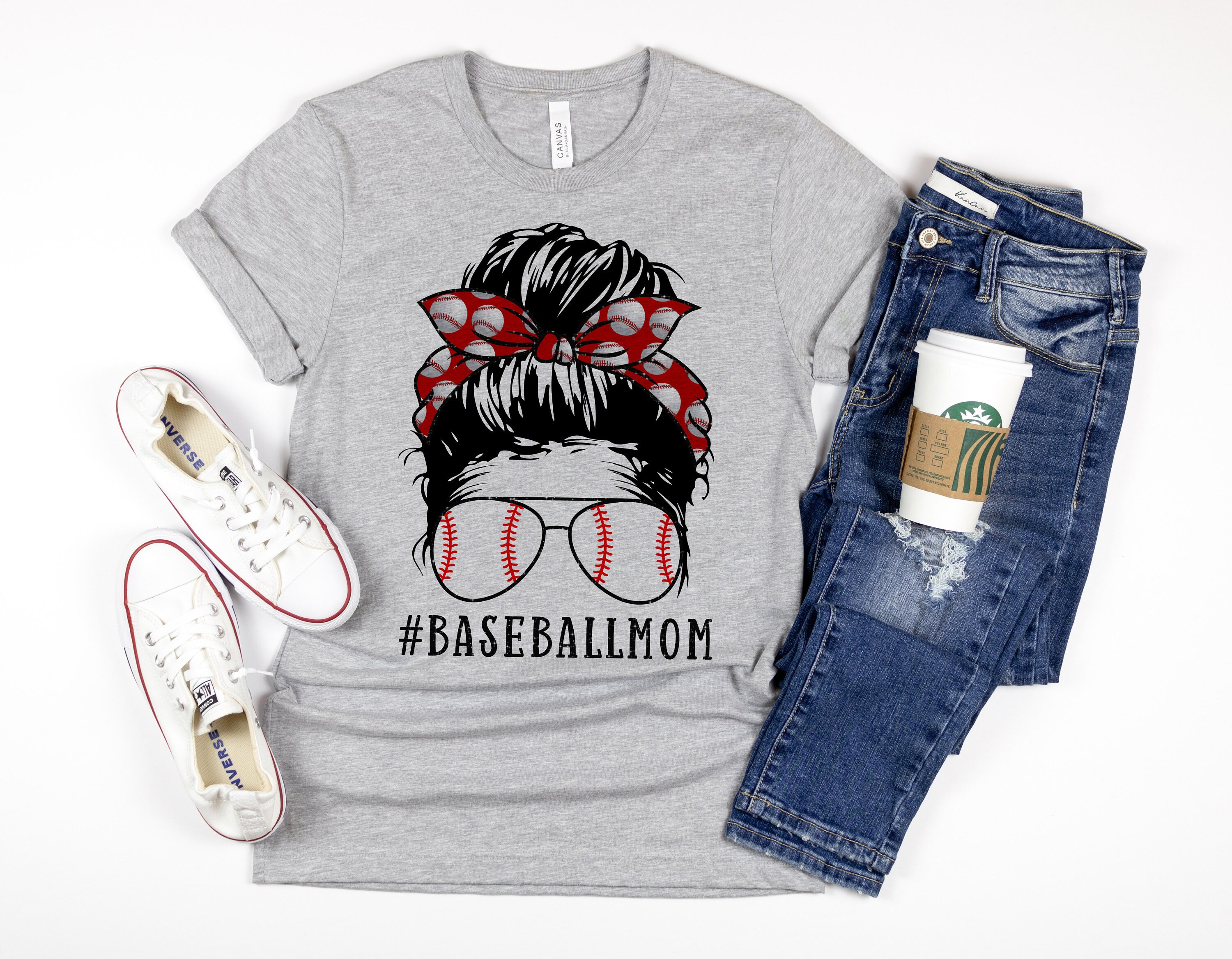 Funny Baseball Mom T-Shirt - Women's Short Sleeve Graphic Tee, Casual Cotton Blend Top - View #7