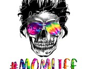 Mom Bun Skull MomLife Tye Dye PNG File DOWNLOAD