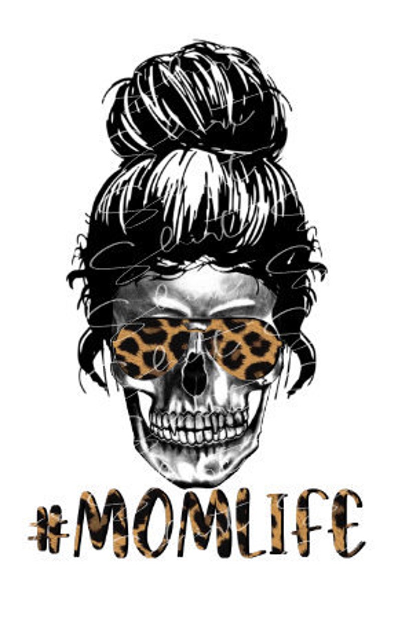 Download Mom Bun Skull MomLife Leopard PNG File DOWNLOAD | Etsy