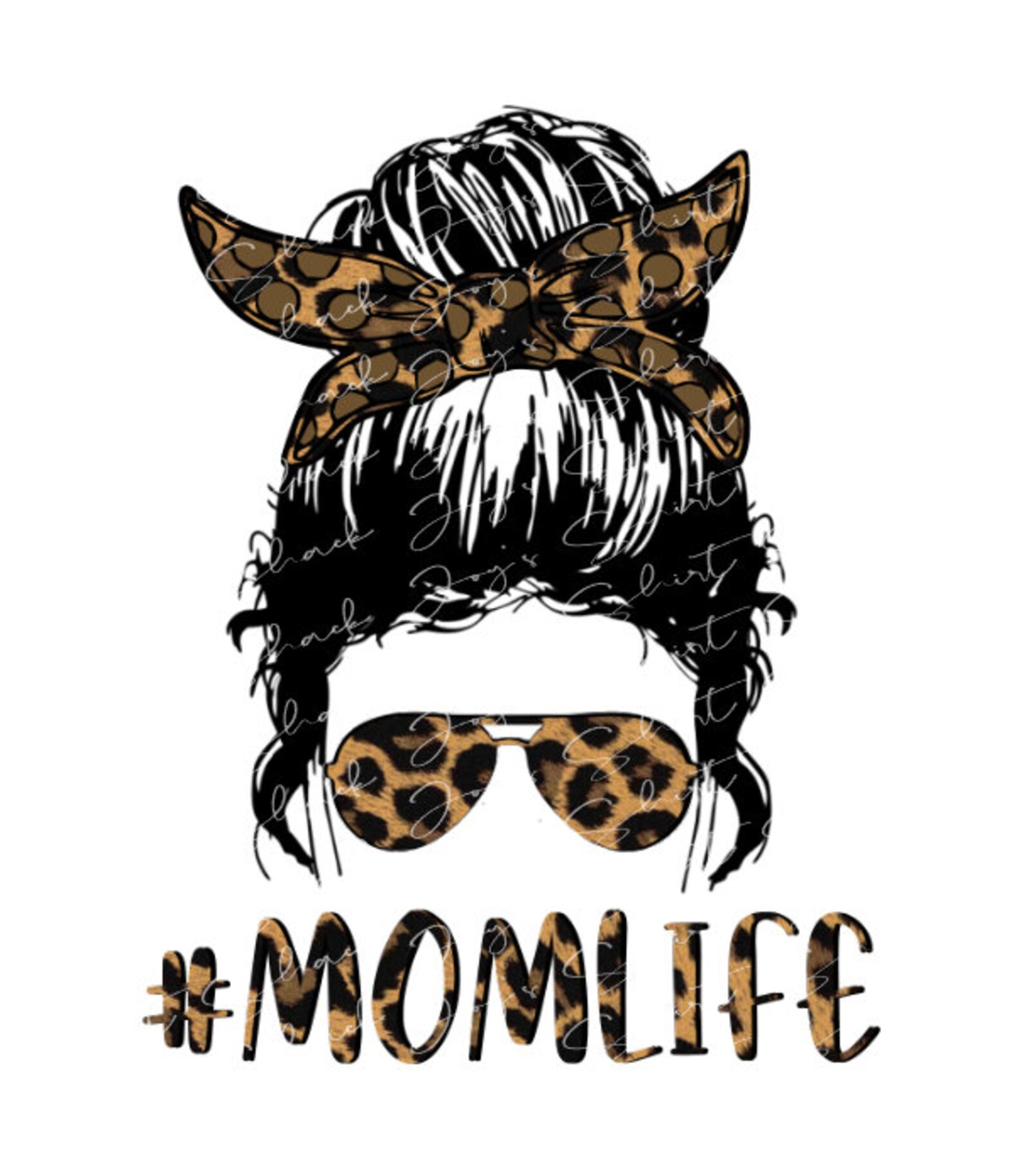 Messy Bun Leopard MomLife Tie Dye PNG File DOWNLOAD | Etsy