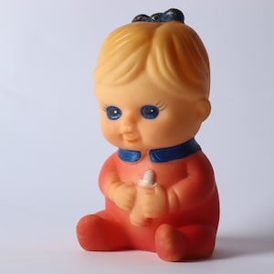 vintage rubber toy baby. baby girl doll. old ussr times toy. baby girl. made in ussr baby boy. vintage russian toy