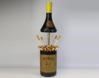 Vintage Cigarette Holder in Alcohol Bottle Form, Poland Desk Cigarette Case  Keeper Dispenser Carousel Vodka Bottle in Form of Cognac Caesar