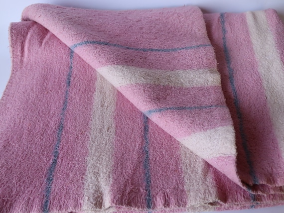 vintage baby woolen blanket, Ukrainian cotton summer plaid, ussr cotton coverlet, soviet covering,woolen coverlid, winter wrap