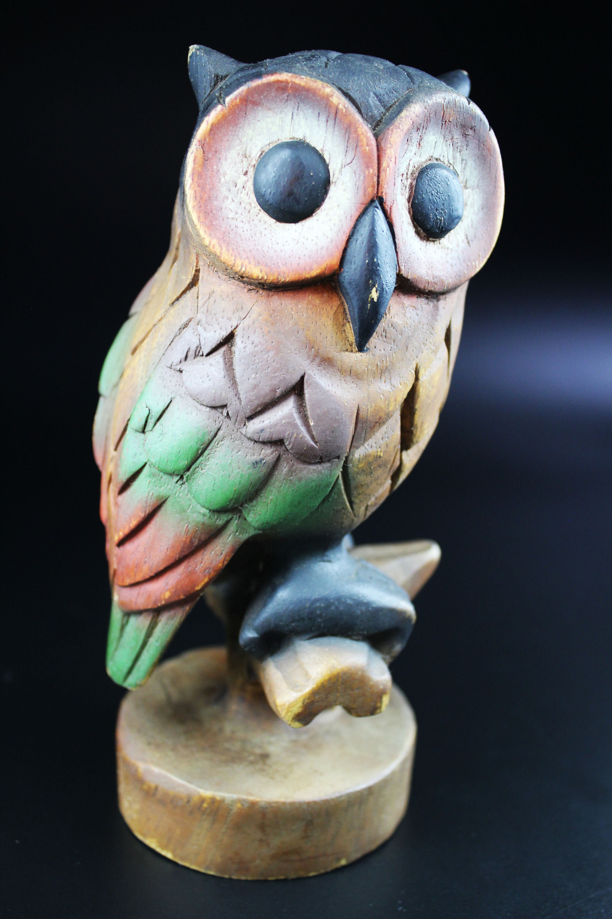 O42 北欧ヴィンテージ　アンティーク　レトロな絵葉書　ひよこ　動物 Vintage Wooden Owl, Hand-carved Owl, Soviet Wooden Owl