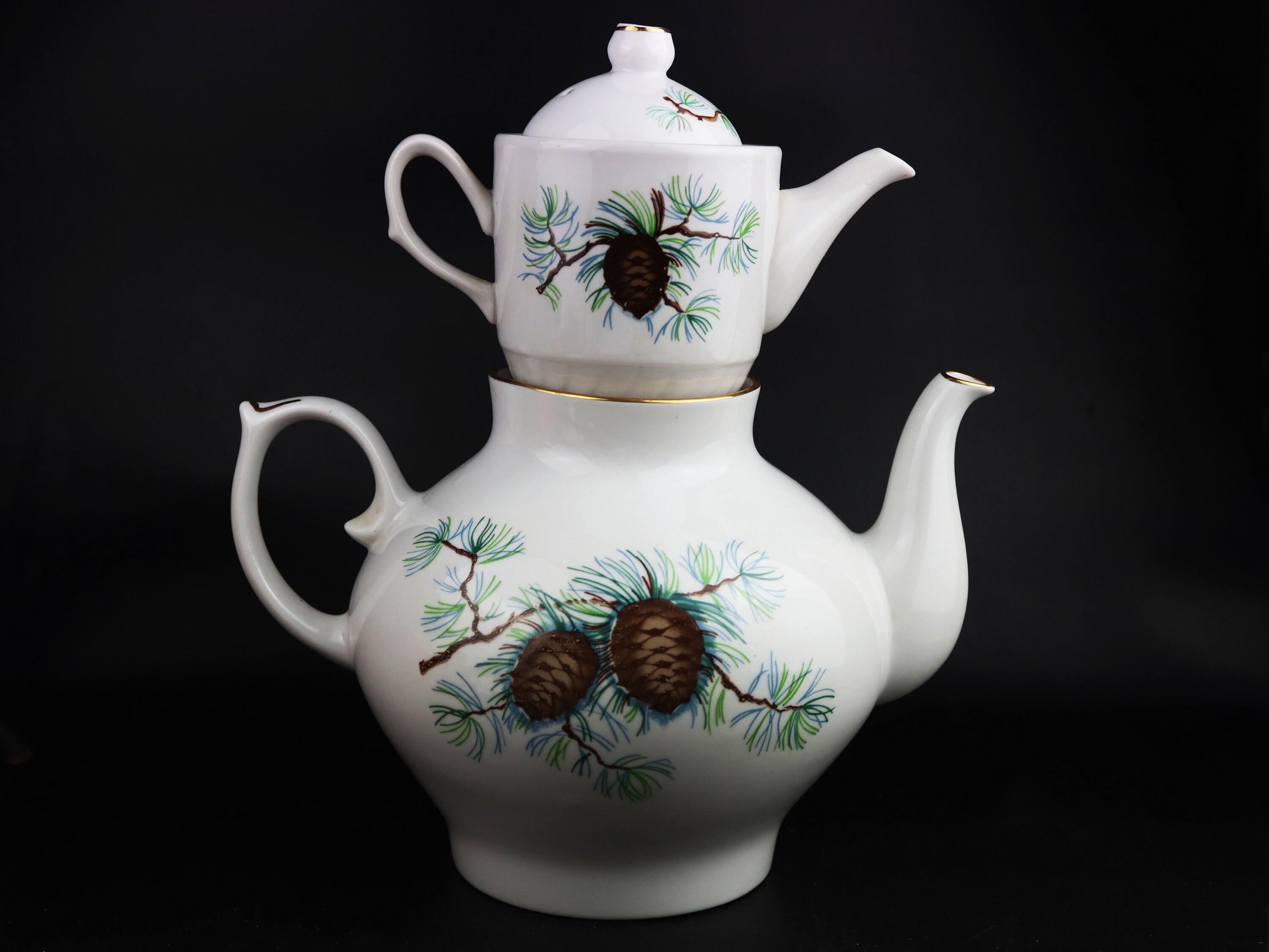 Two vintage porcelain teapots large soviet teapot russia Etsy