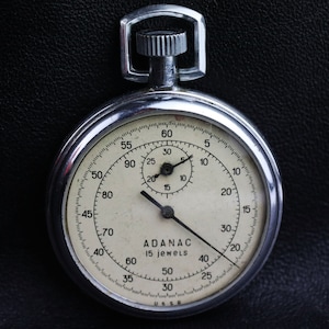 zabytkowy mechaniczny stoper adanac, radziecki chronometr, sportowy timer, zegar, zsrr stoper AGAT, rosja zabytkowy, radziecki sportowy timer