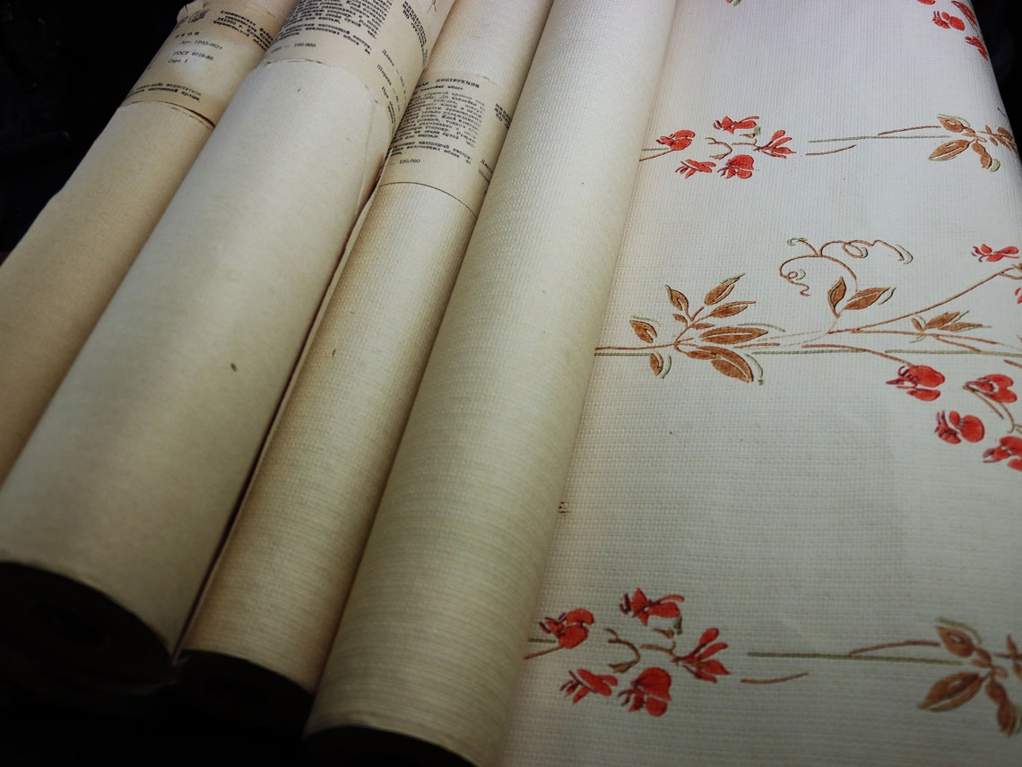 Six new vintage wallpaper rolls soviet paperhanging USSR Etsy