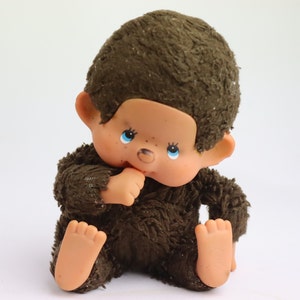 vintage soft Monchhichi toy, rubber face monkey, Monchhichi Sekiguchi vintage plush toy, japanese toy, Japan vintage, gift idea, vintage toy