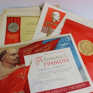 1966-1973 UdSSR Preisurkunde Kommunistische Partei Diplom Oktoberrevolution Polen Kommunistische Partei Russische Werbung DDR Tennis Banner