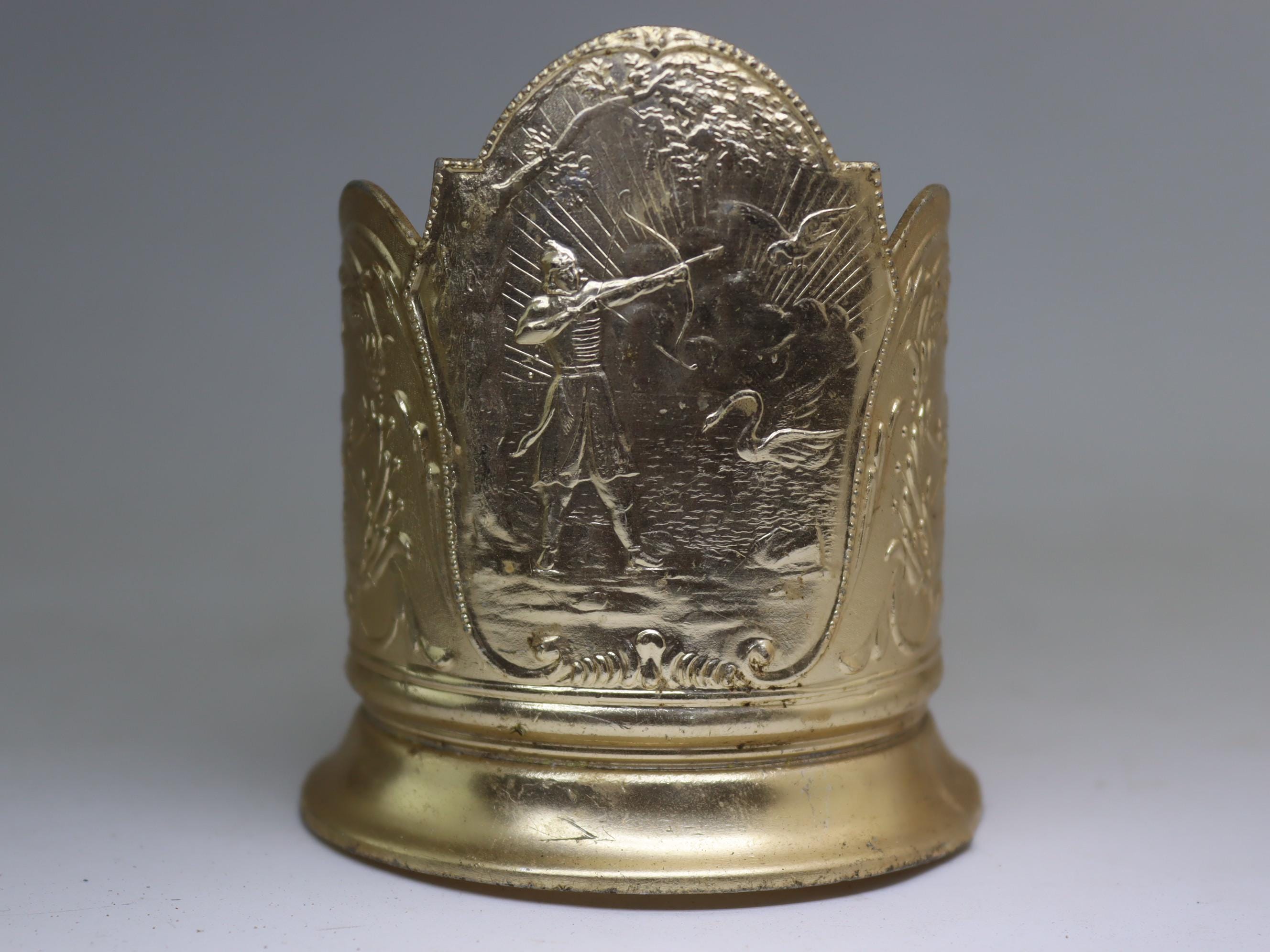 Porte-gobelet Soviétique Vintage Podstakannik – Émail Leningrad, Aluminium 1960