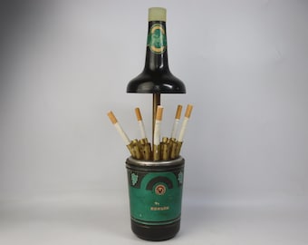 rare vintage cigarette holder in alcohol bottle form, soviet desk case, keeper cigarette dispenser carousel, vodka cognac bottle, samogon