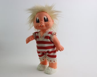 vintage GDR pupa toy, old doll, vintage toy, DDR puppet, rubber woman, little rubber girl, doll, baby doll