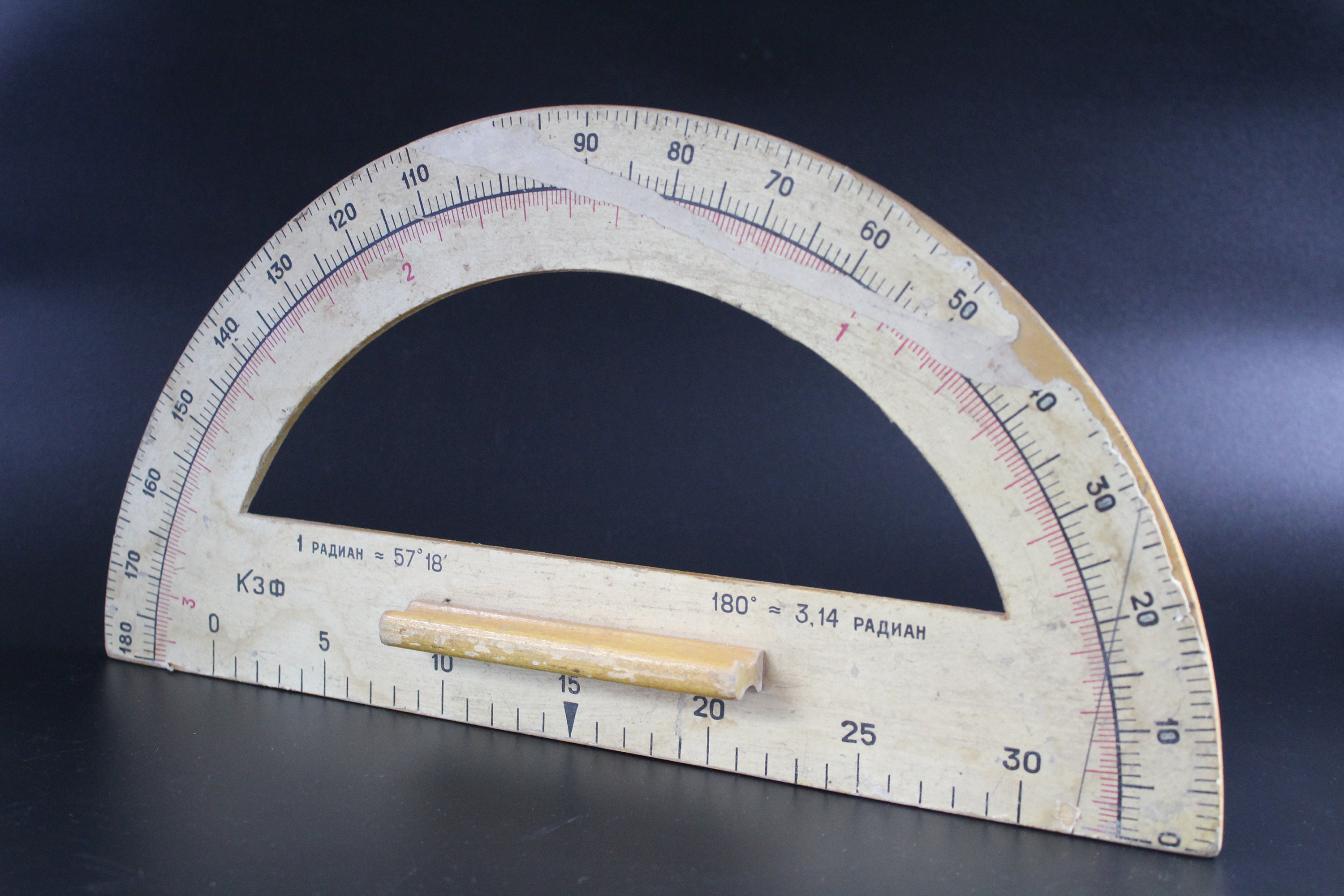 vintage big wooden school protractor soviet ruler antique etsy